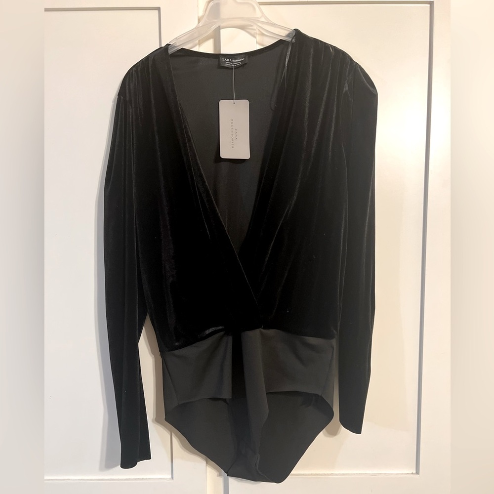 Zara velvet long sleeve bodysuit blouse (brand new)
